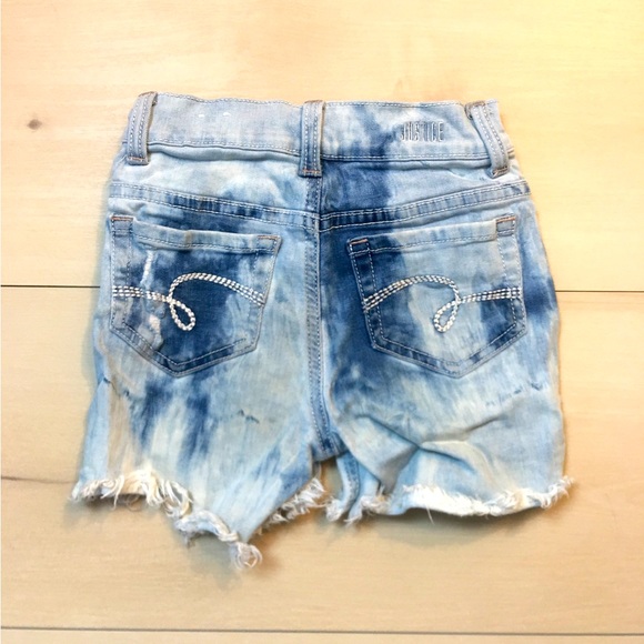 Girls Justice Color-Wash tie dye ripped buttoned short Jeans pant - Picture 2 of 5